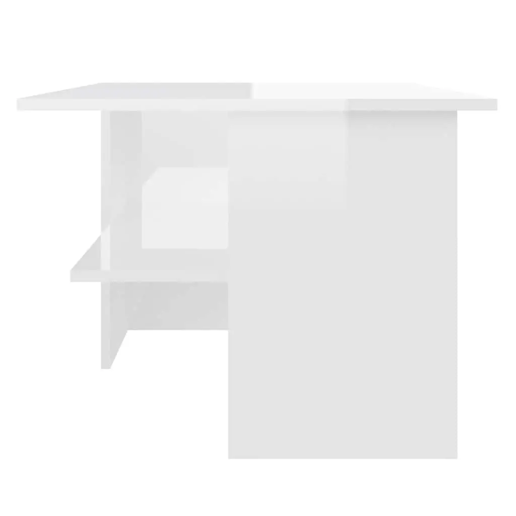 Coffee Table High Gloss White Storage Shelf Modern Living Room Accent Furniture