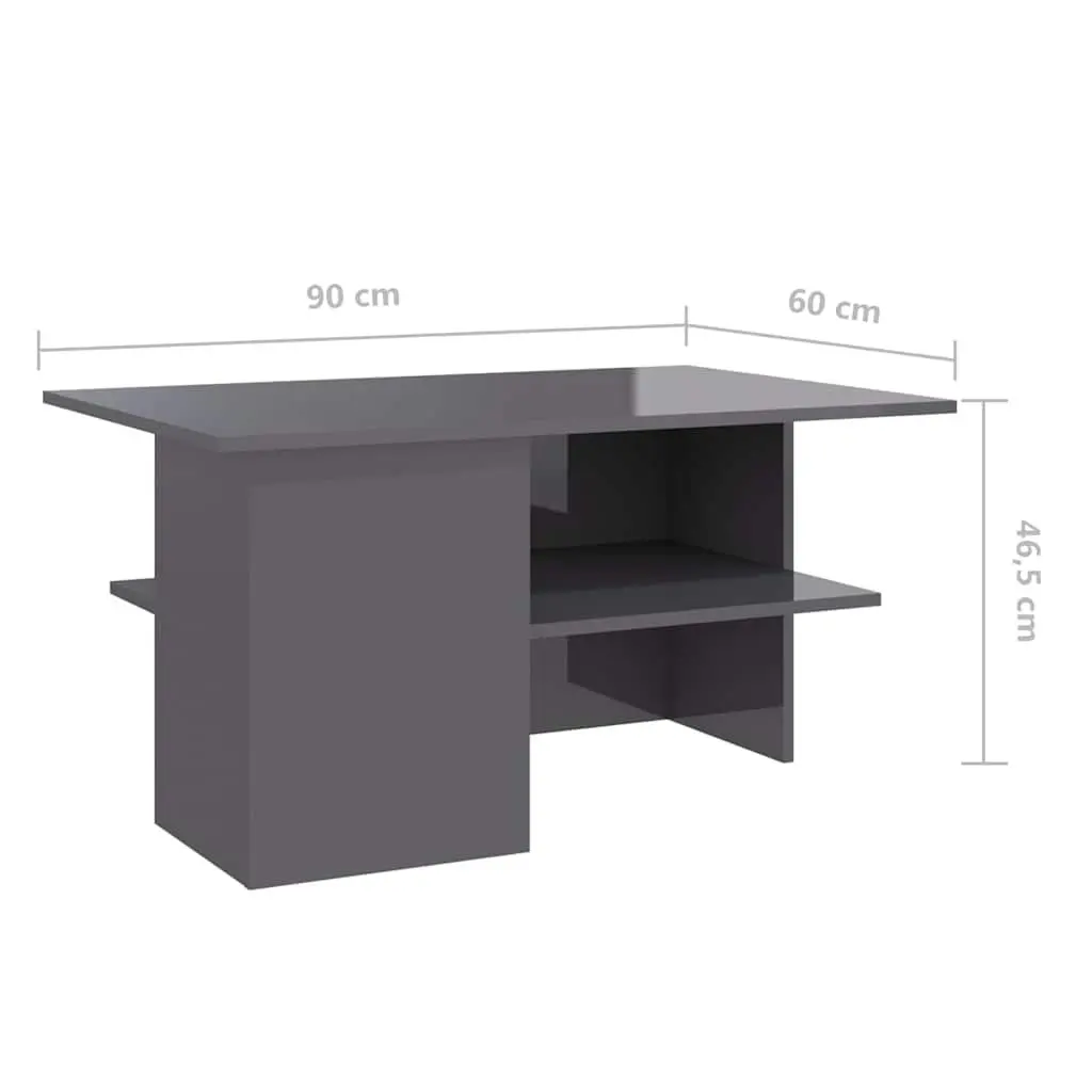 High Gloss Grey Coffee Table with Storage