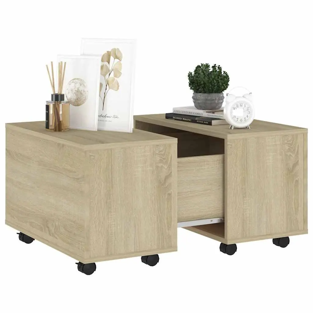 Coffee Table Sonoma Oak Engineered Wood Accent Table with Wheels Extendable