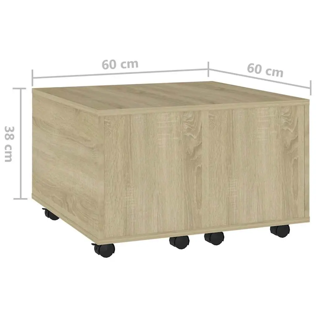 Coffee Table Sonoma Oak Engineered Wood Accent Table with Wheels Extendable