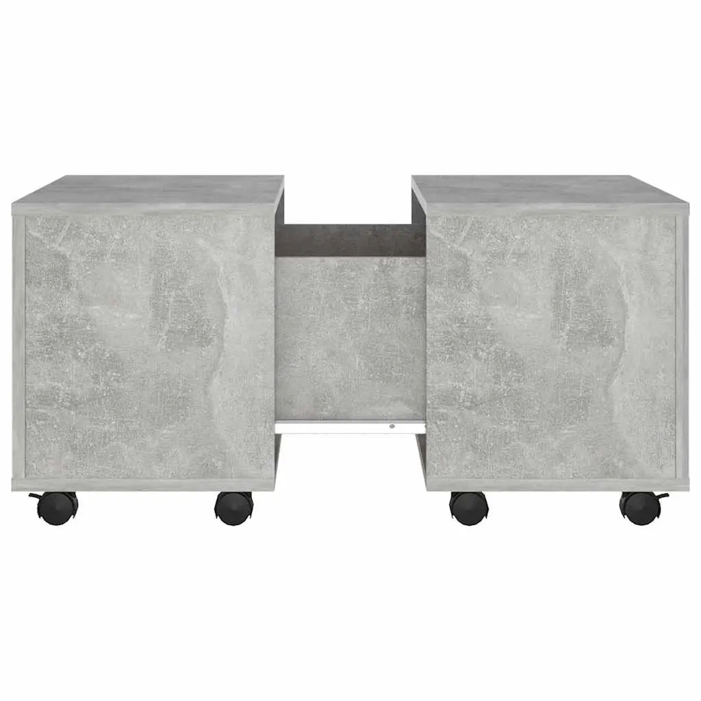 Grey Coffee Table Extendable Engineered Wood Accent Table with Wheels 60x60x38cm