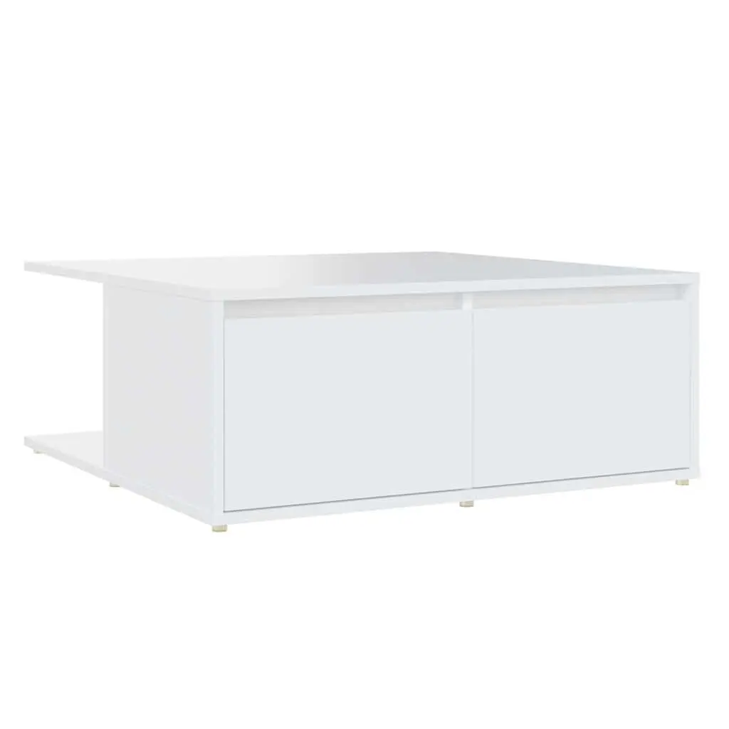 White Coffee Table with Storage Drawers Compartments 80x80x31cm Living Room
