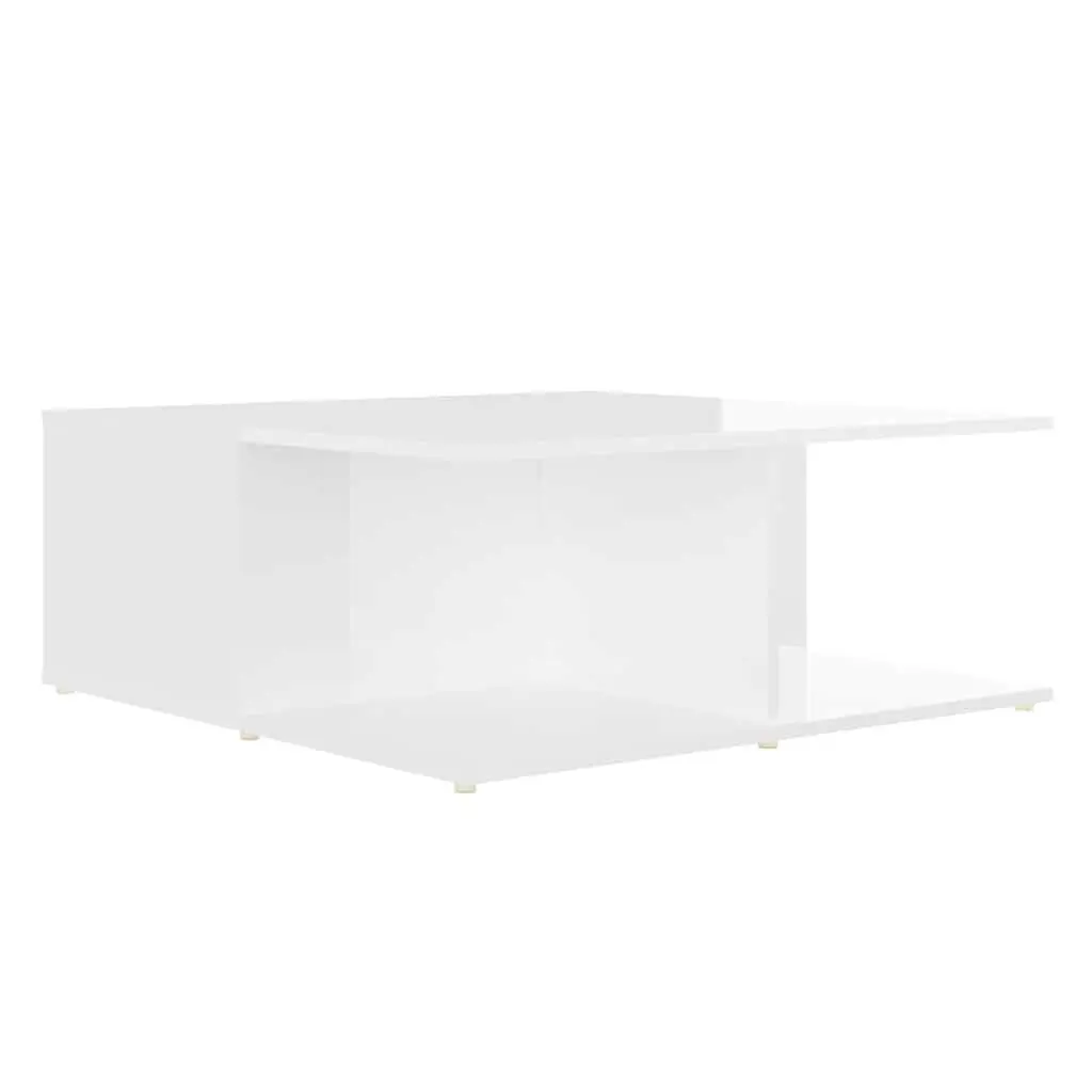 White Coffee Table with Storage Drawers Compartments 80x80x31cm Living Room