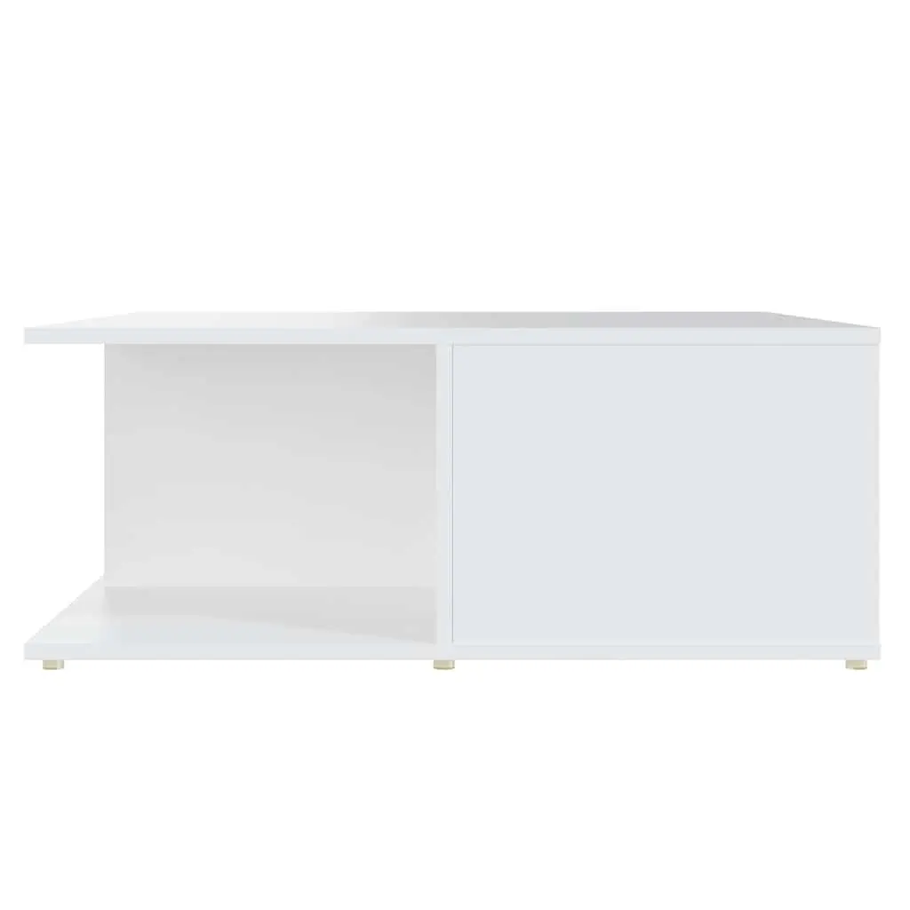 White Coffee Table with Storage Drawers Compartments 80x80x31cm Living Room