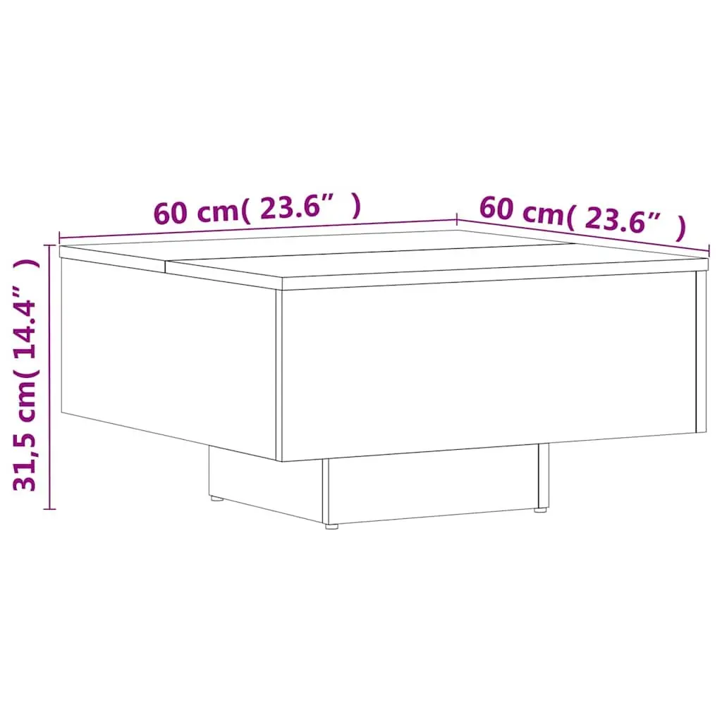 Coffee Table Grey Accent Living Room Modern Engineered Wood Design 60x60x31.5cm