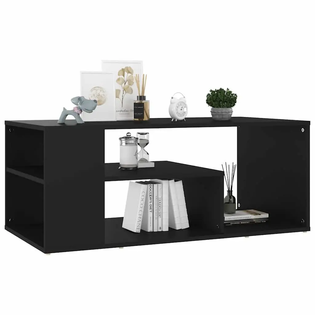 Black Coffee Table with Storage Compartment