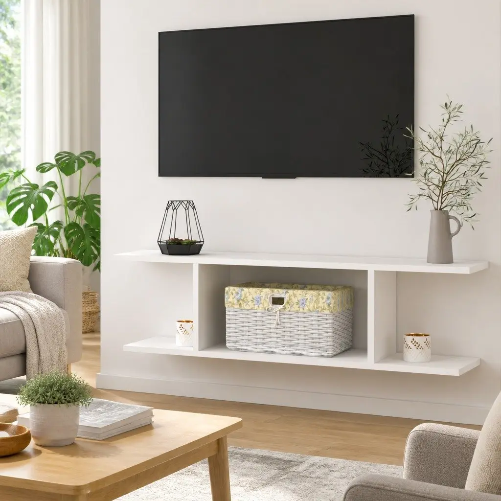 Wall Mounted TV Cabinet for Living Room White 103 x 30 x 26.5 cm