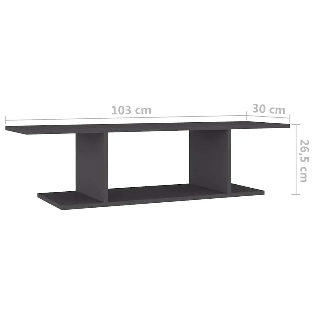 Wall Mounted TV Cabinet Grey Floating Shelf Unit for Living Room 103 x 30 x 26.5 cm