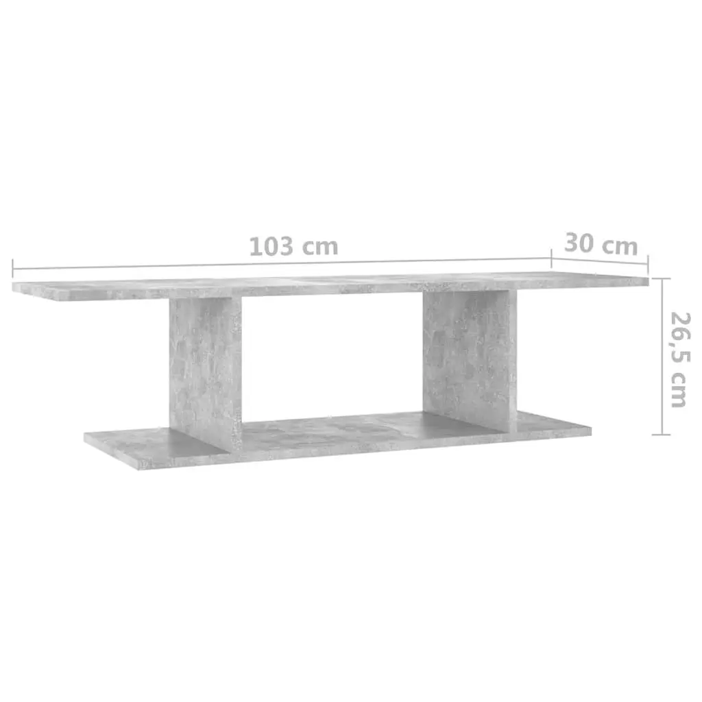 Wall Mounted TV Cabinet Grey Living Room 103 x 30 x 26.5 cm