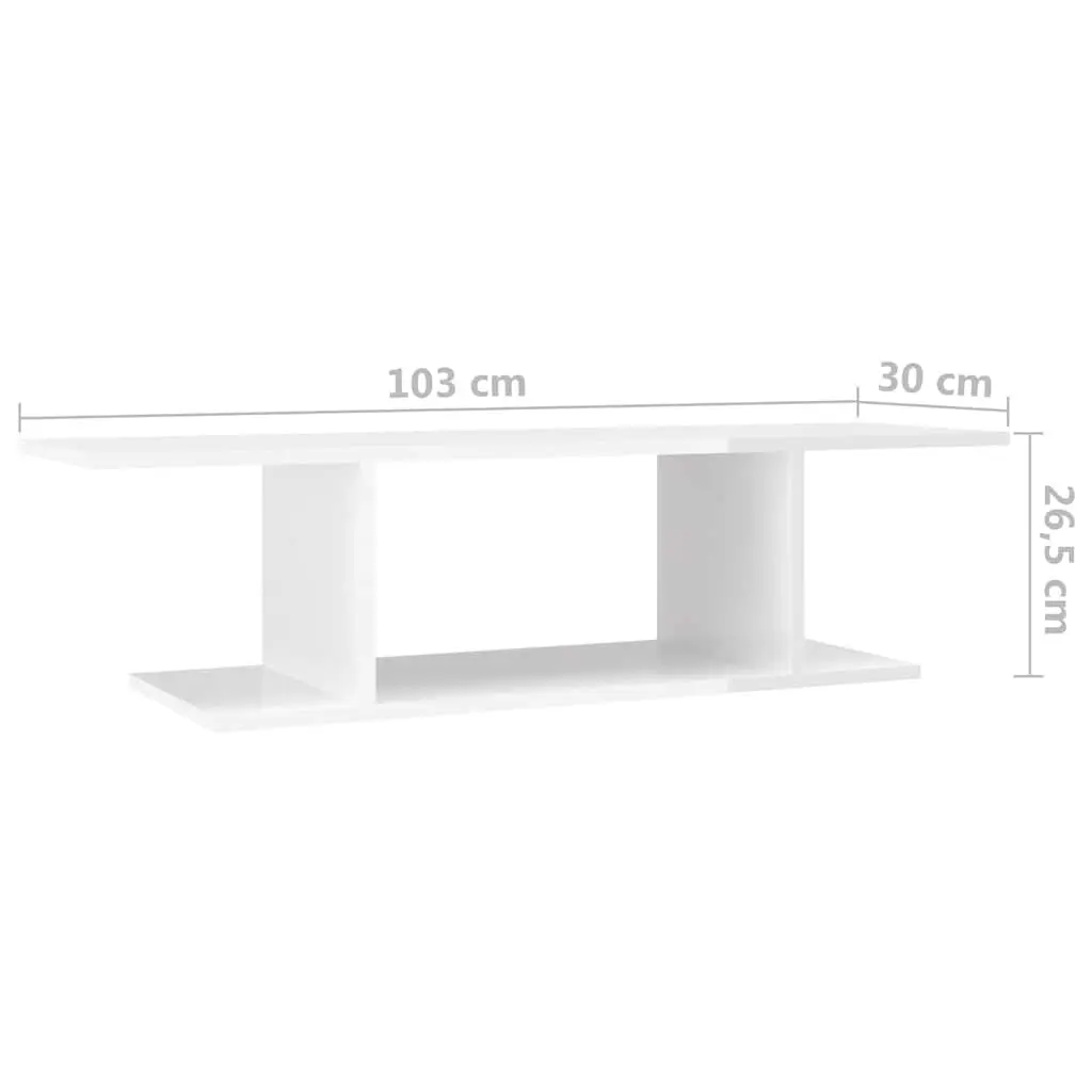 Wall Mounted TV Cabinet for Living Room White Gloss 103 x 30 x 26.5 cm