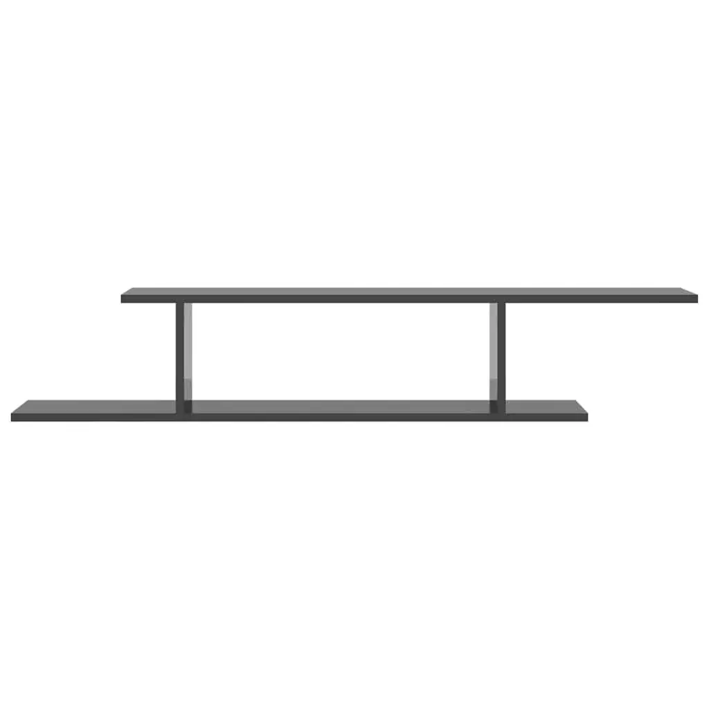 Wall-Mounted TV Shelf Grey High Gloss Floating Display Stand Living Room Storage