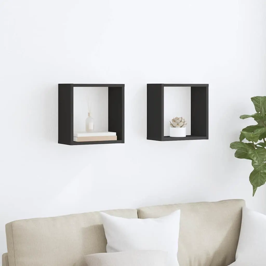 Wall Cube Shelves Floating Storage Display Set Grey Home Organization Decor