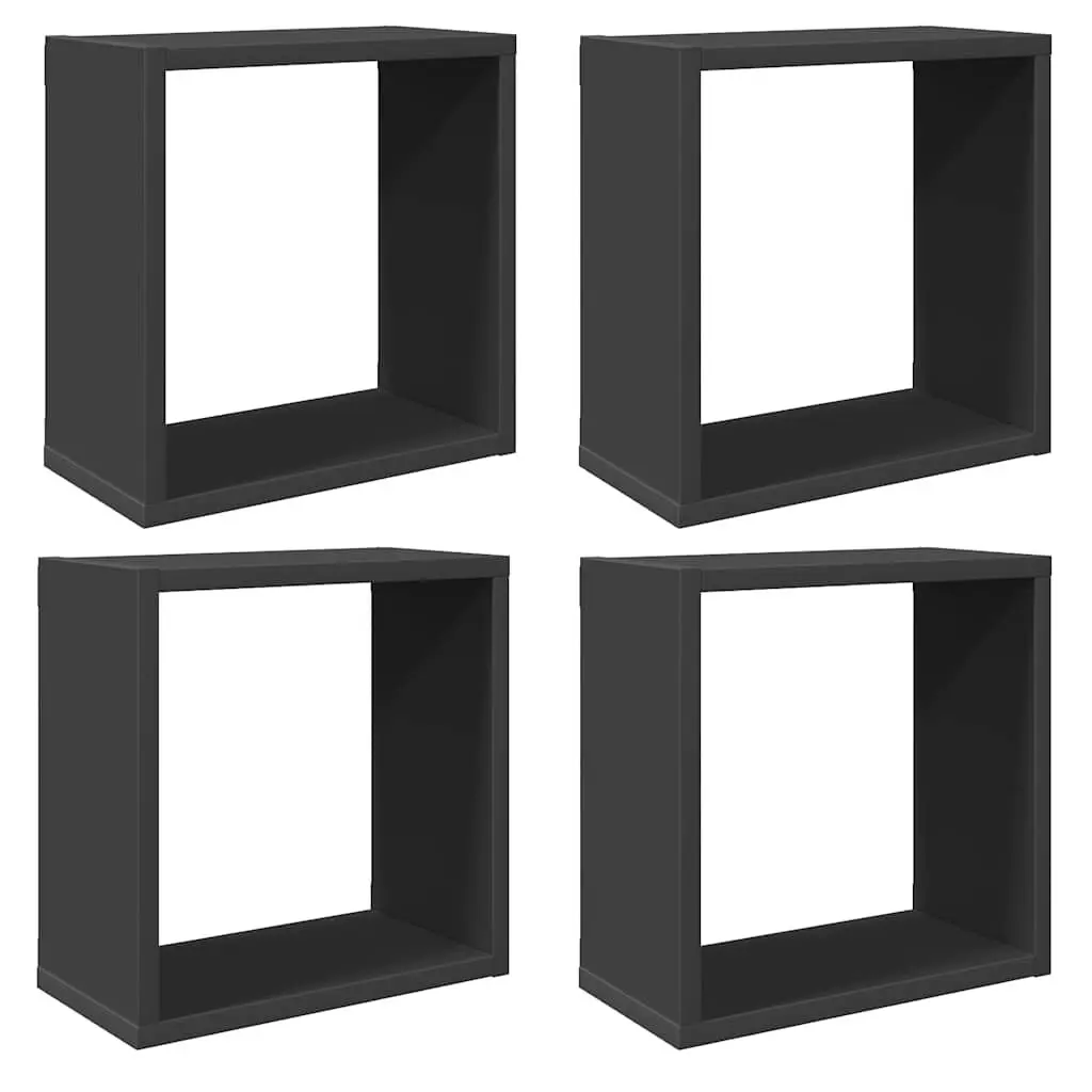 Floating Cube Shelves Set for Home Storage Display Grey 30x15x30cm 4 Pieces