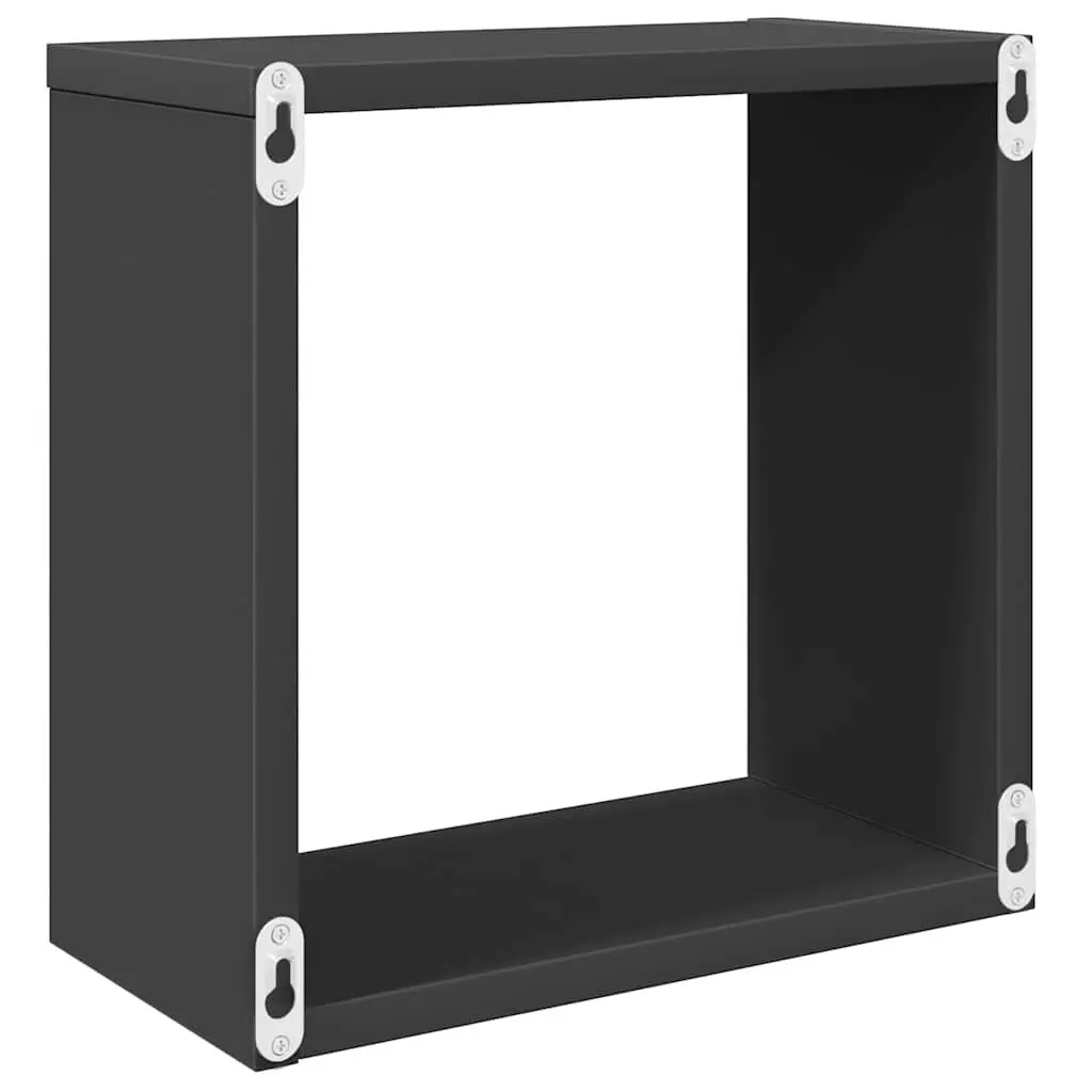 Floating Cube Shelves Set for Home Storage Display Grey 30x15x30cm 4 Pieces