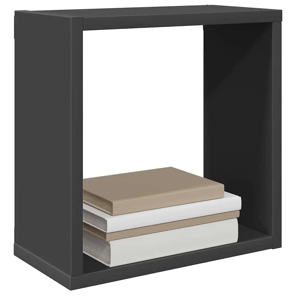 Floating Cube Shelves Set for Home Storage Display Grey 30x15x30cm 4 Pieces