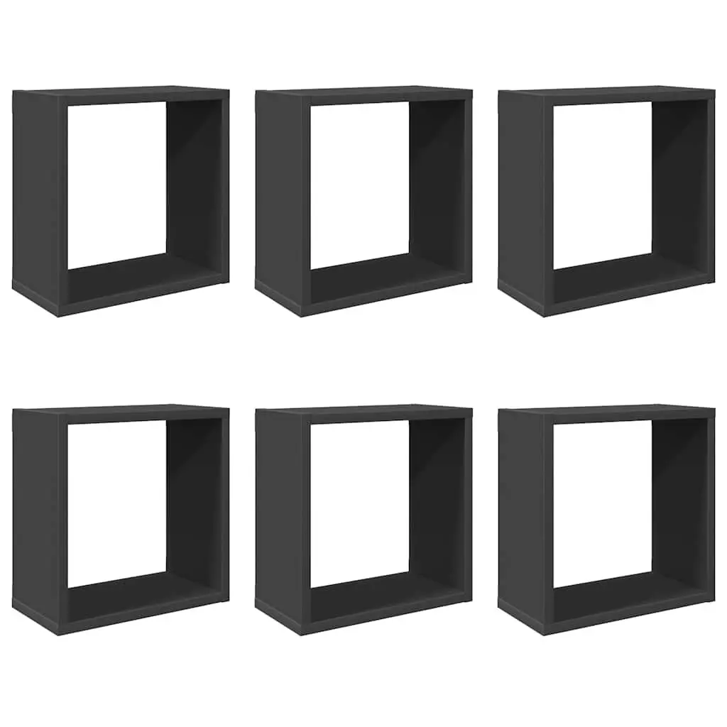 Wall Cube Shelves Set 6 pcs Floating Storage Display Organizer Grey