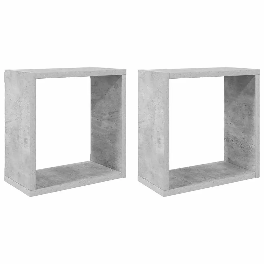 Wall Cube Shelves for Living Room Bedroom Kitchen Grey 30 x 15 x 30 cm 2 Piece