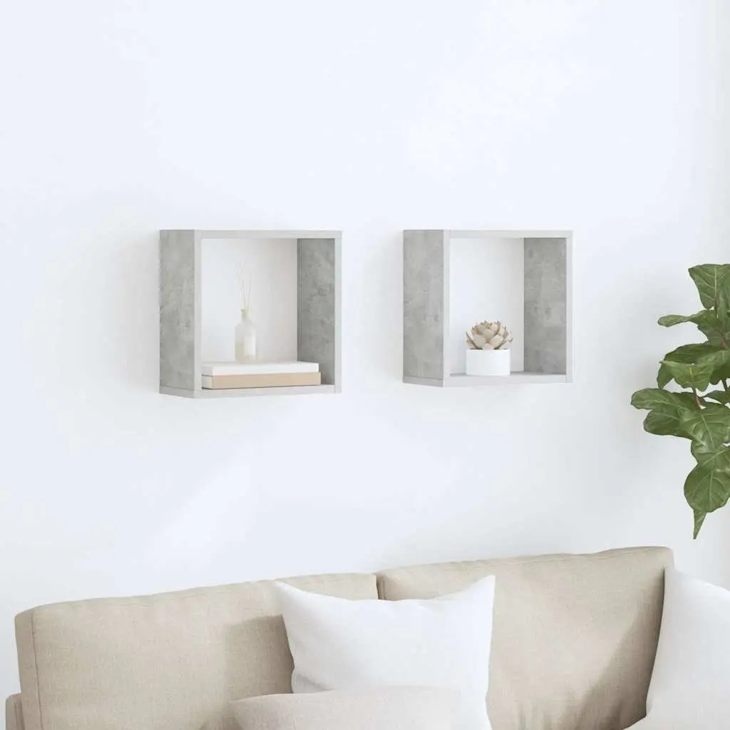 Wall Cube Shelves for Living Room Bedroom Kitchen Grey 30 x 15 x 30 cm 2 Piece