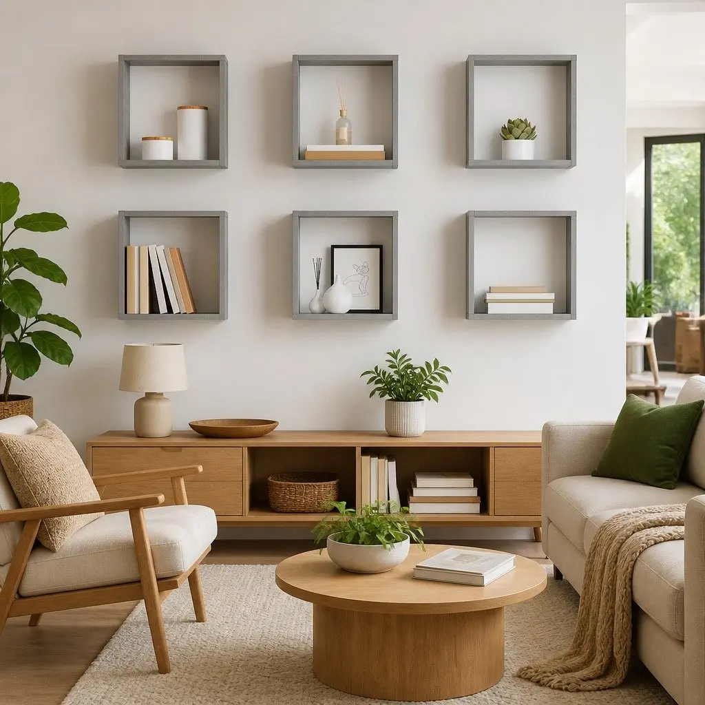 Wall Cube Shelves for Home Decor 6 Piece Grey Floating Storage Display