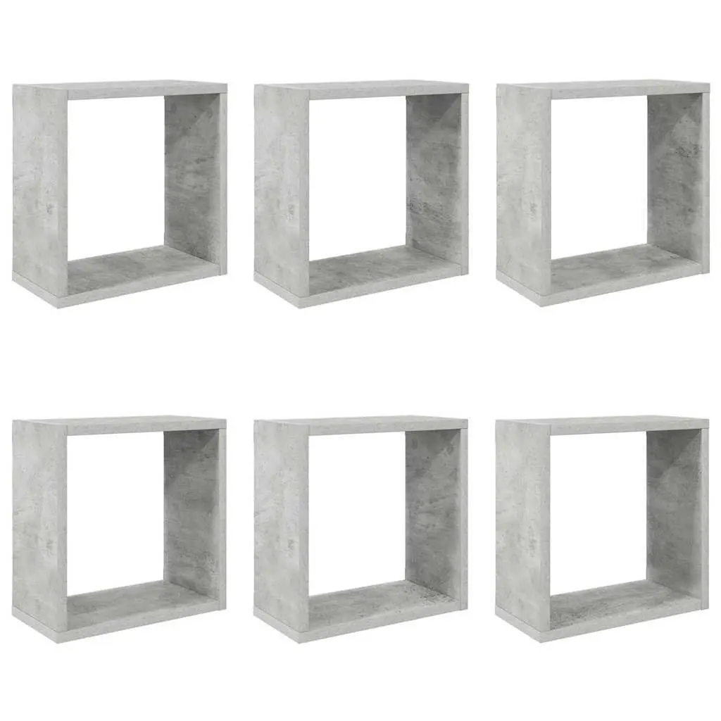 Wall Cube Shelves for Home Decor 6 Piece Grey Floating Storage Display
