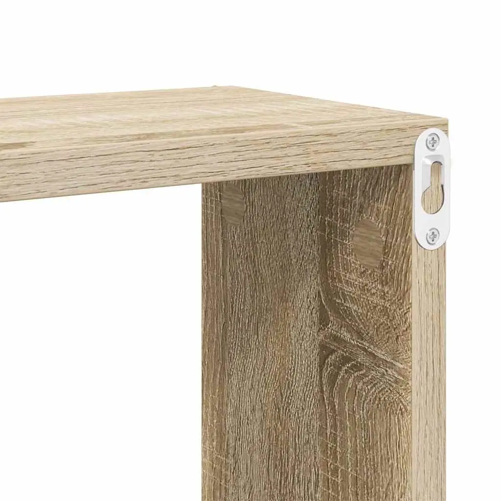 Wall Cube Shelves 2 Pieces White Sonoma Oak Floating Storage Display Organizer