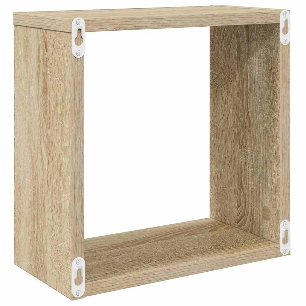 Wall Cube Shelves Set for Living Room Bedroom Kitchen White Sonoma Oak 30 x 15 x 30 cm