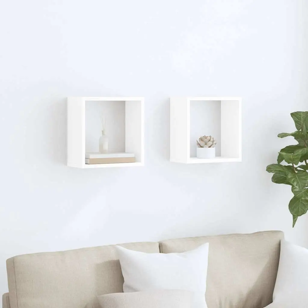 Wall Cube Shelves Floating Storage Display 30x15x30 cm for Living Room Bedroom Kitchen 2 Piece