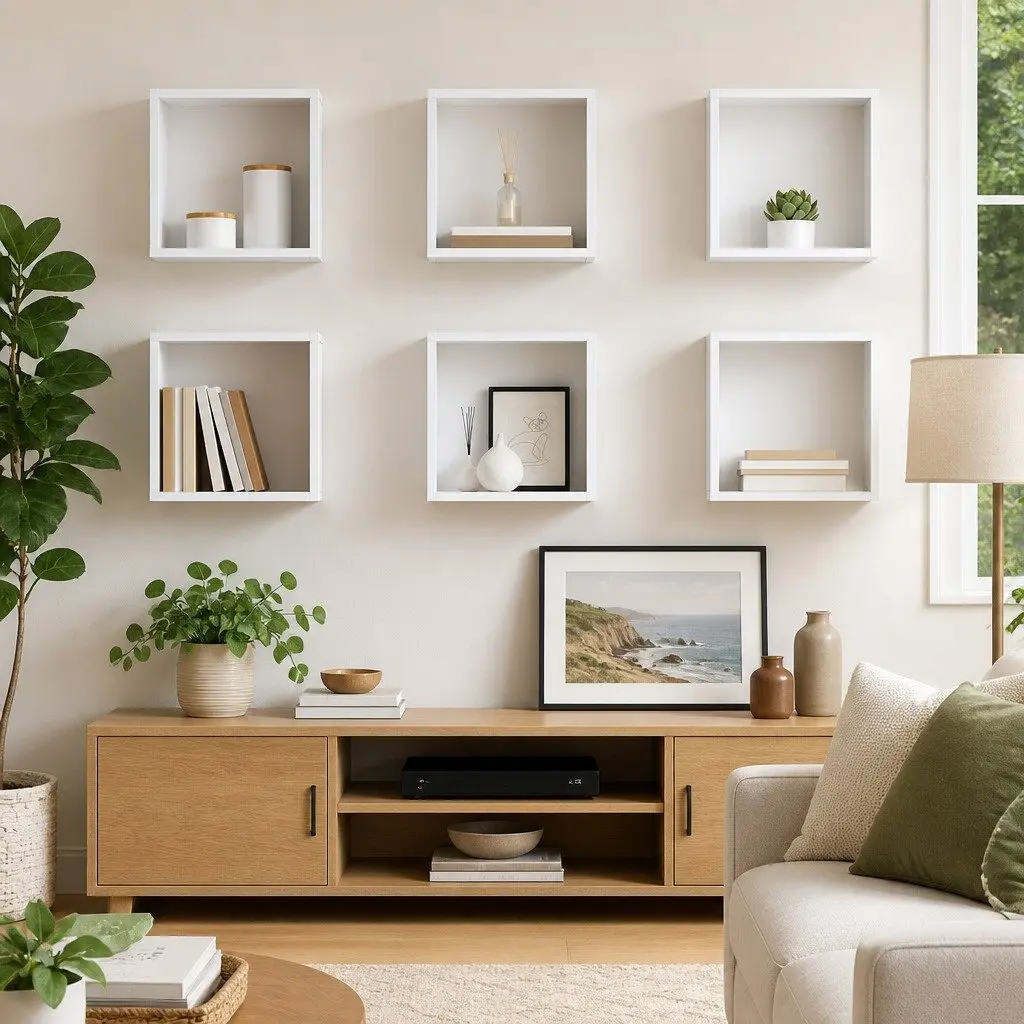 Wall Cube Shelves Set 6 Pcs Floating Display Storage Shelving White Home Decor