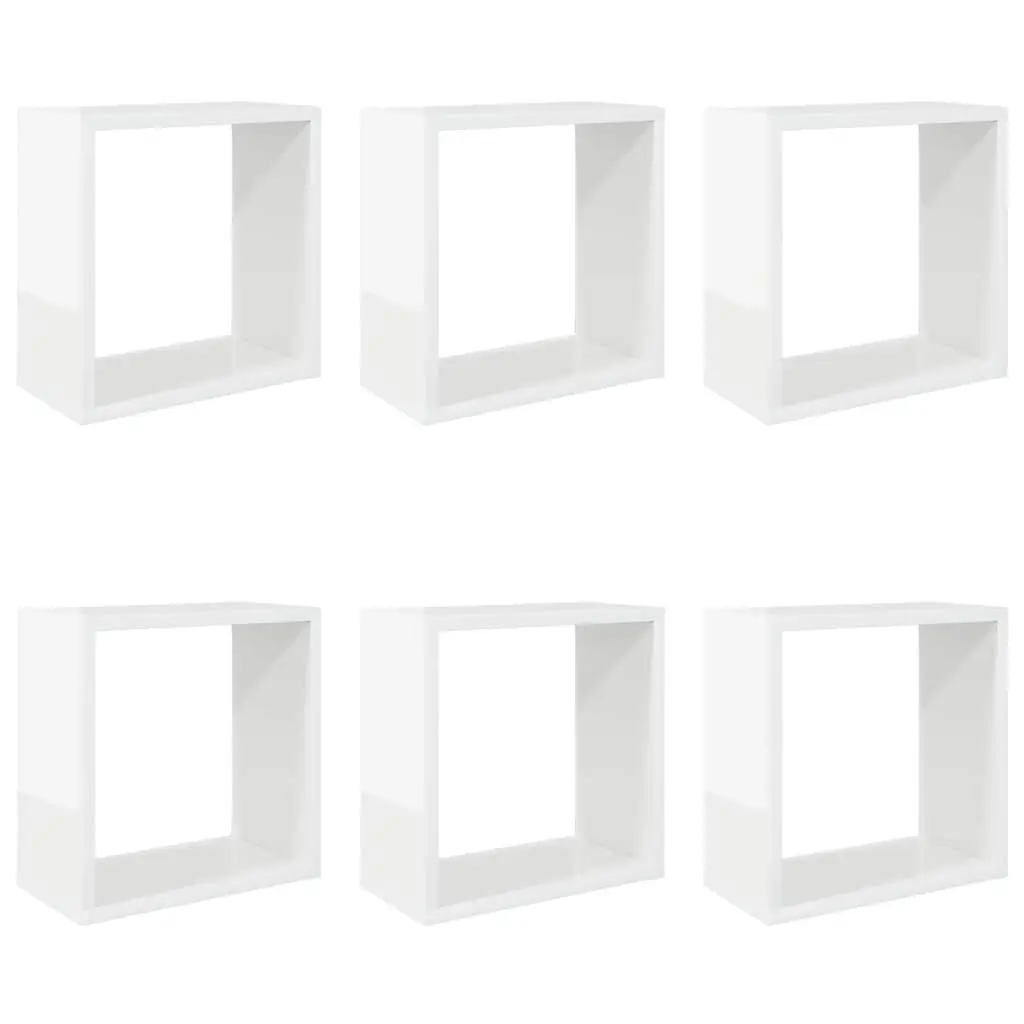 Wall Cube Shelves Set 6 Pcs Floating Display Storage Shelving White Home Decor