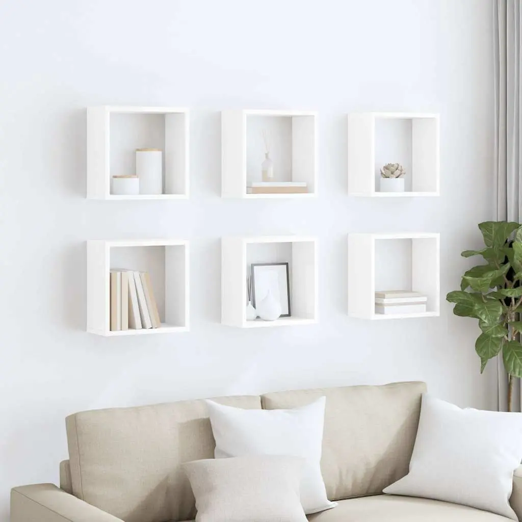 Wall Cube Shelves Set 6 Pcs Floating Display Storage Shelving White Home Decor