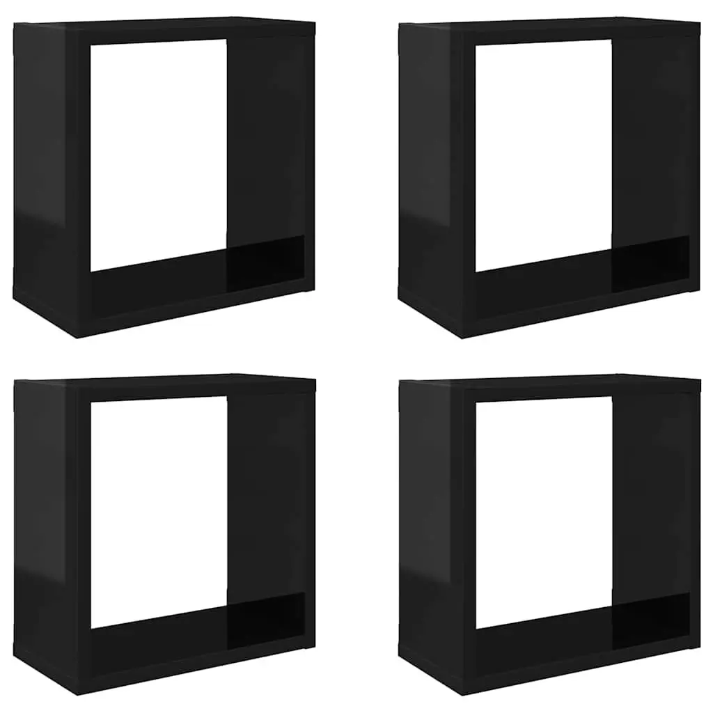 Wall Cube Shelves Floating Storage Display Set Black Hanging Shelving Unit Home