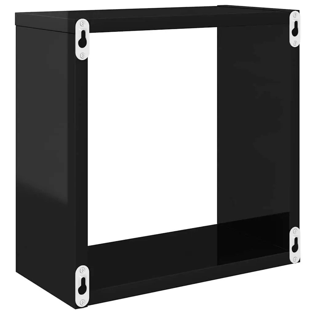 Wall Cube Shelves Floating Storage Display Set Black Hanging Shelving Unit Home
