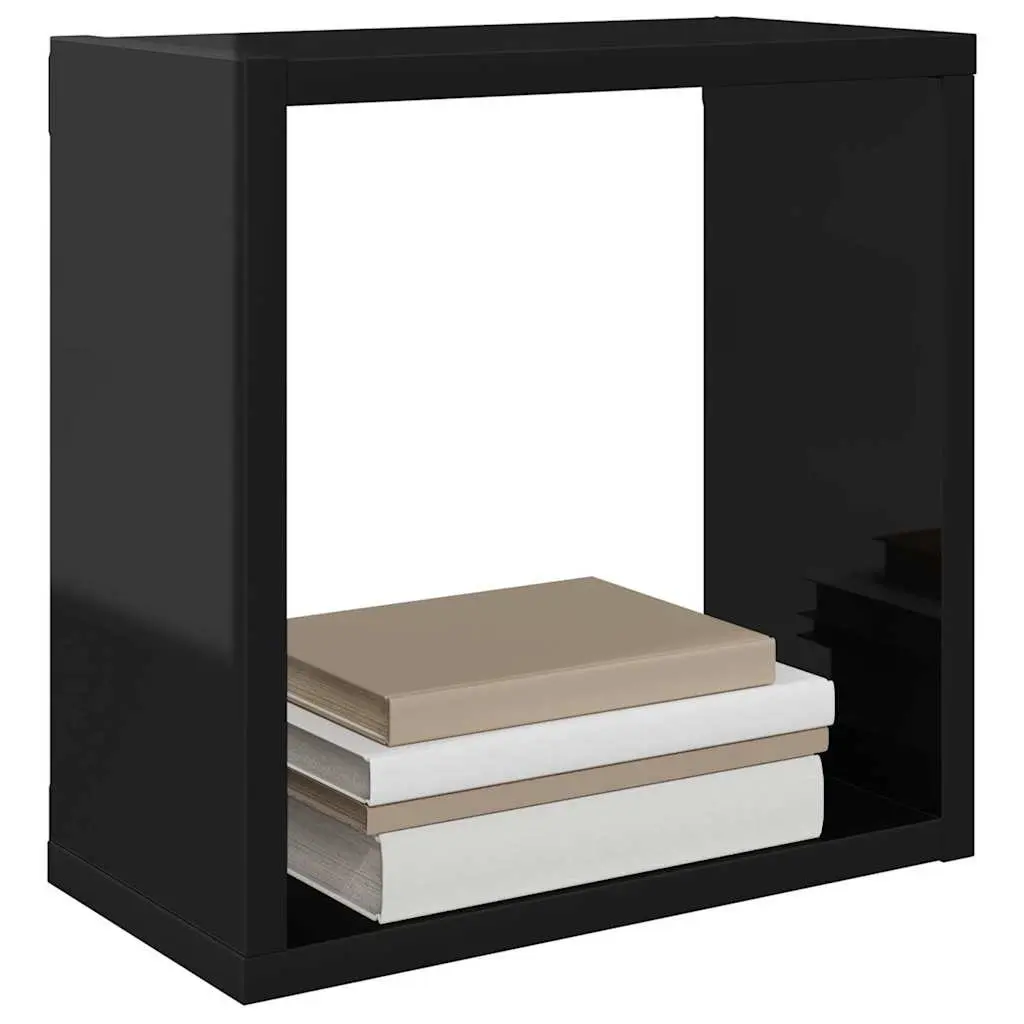 Wall Cube Shelves 6 Piece Set Floating Storage Display Black Hanging Organiser