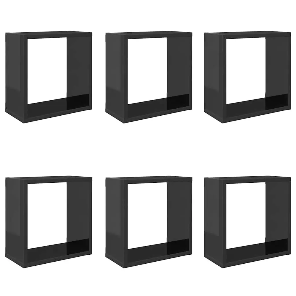 Wall Cube Shelves 6 Pieces Grey Floating Storage Display Hanging Organizer