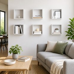 Dimensions and Specifications of 6 White Wall Cube Shelves