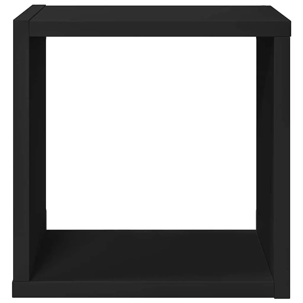 Wall Cube Shelves Set 2 pcs Black Floating Storage Display Organizer Living Room
