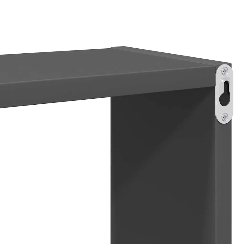 2 Grey Floating Wall Cube Shelves