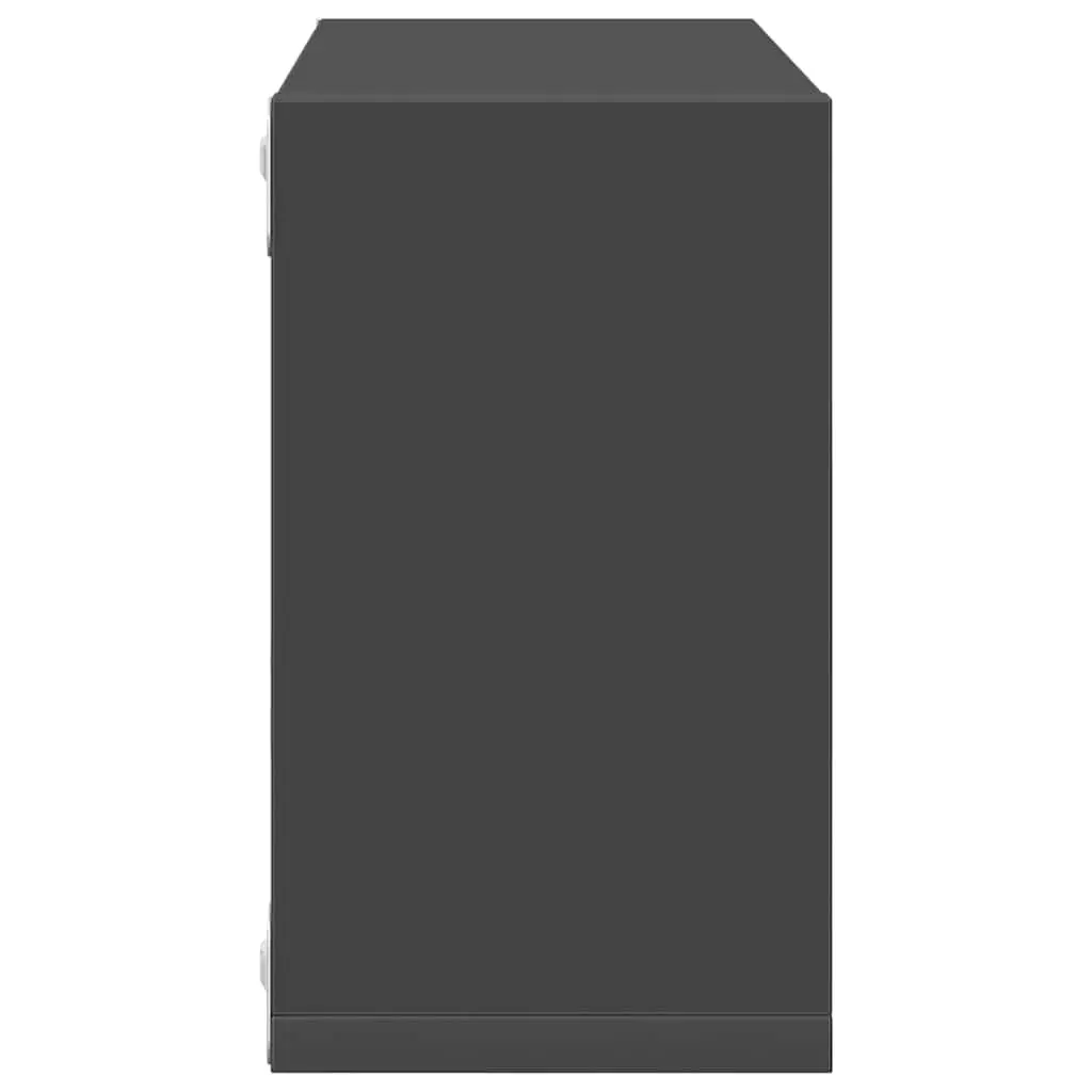 Wall Cube Shelves Set for Living Room Grey Floating Storage Display 26 x 15 x 26 cm
