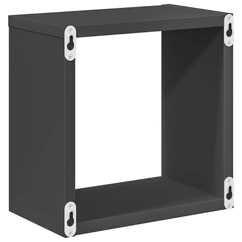 Wall Cube Shelves Set 6 pcs Grey Floating Storage Display Shelving Units