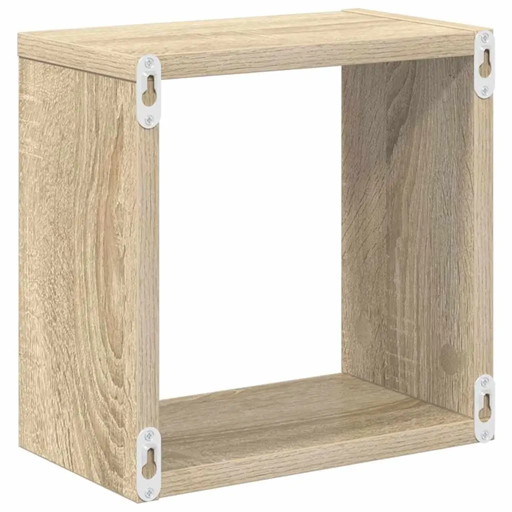 Wall Cube Shelves 6 Pieces Brown Floating Storage Display Organiser Set