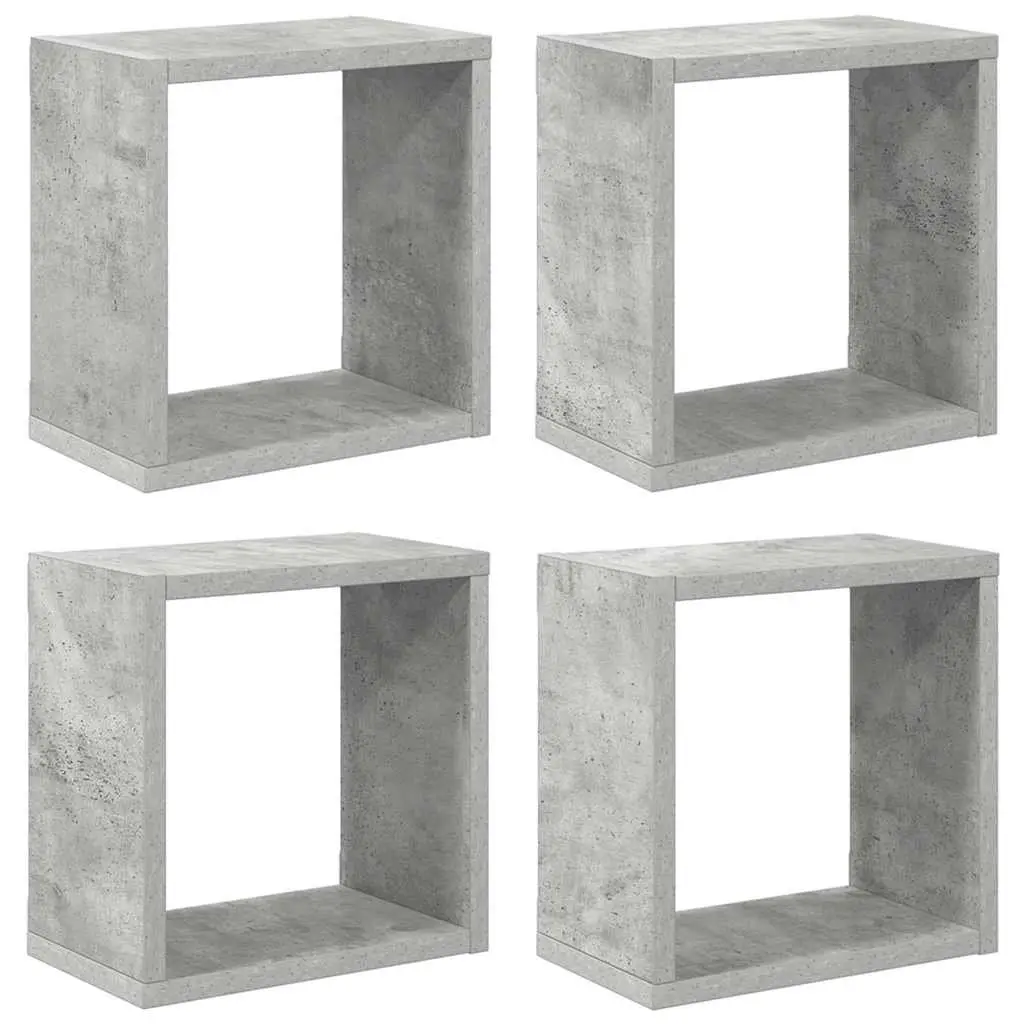 Wall Cube Shelves 4 pcs Grey Floating Storage Display Organiser Living Room
