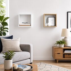 Wall-Mounted Cube Shelves White Sonoma Oak, Dimensions 26x15x26cm, Set of 2