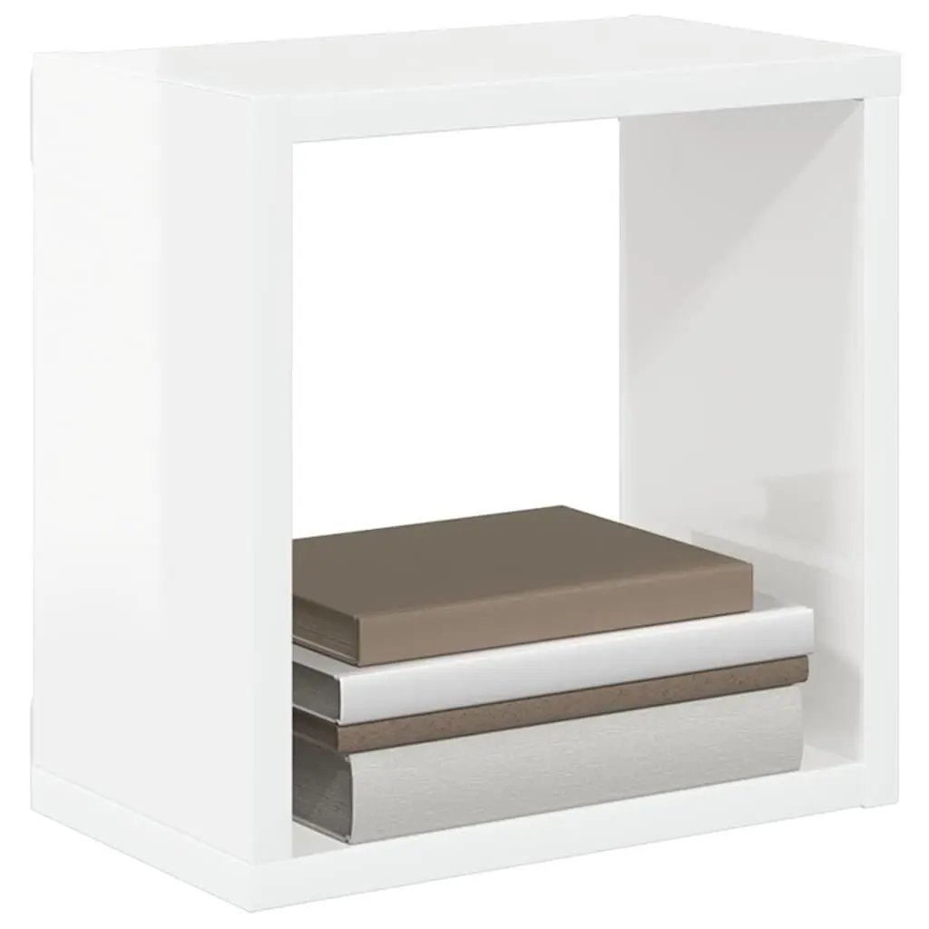 Wall Cube Shelves 4 Piece Set High Gloss White Floating Storage Display