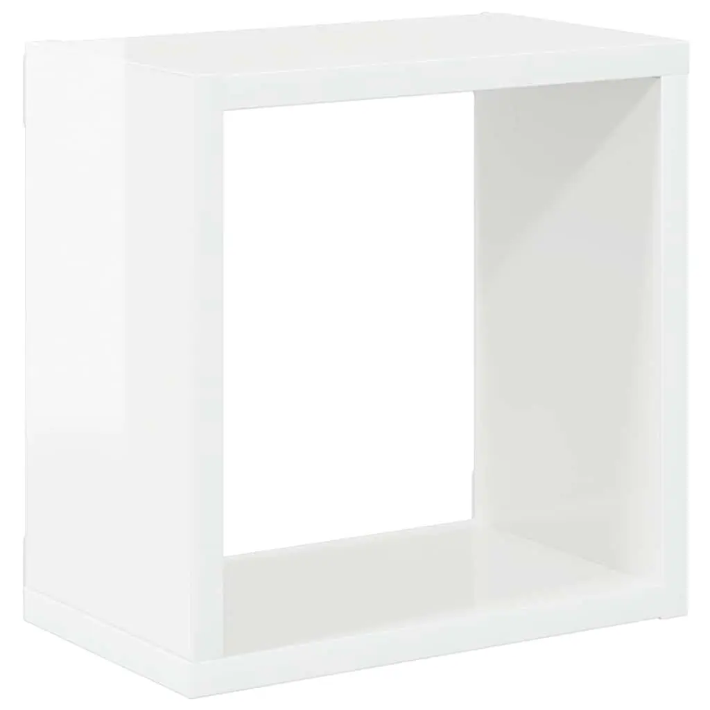 6 Piece Floating Cube Shelves Set for Wall Display Storage in White for Home Decor