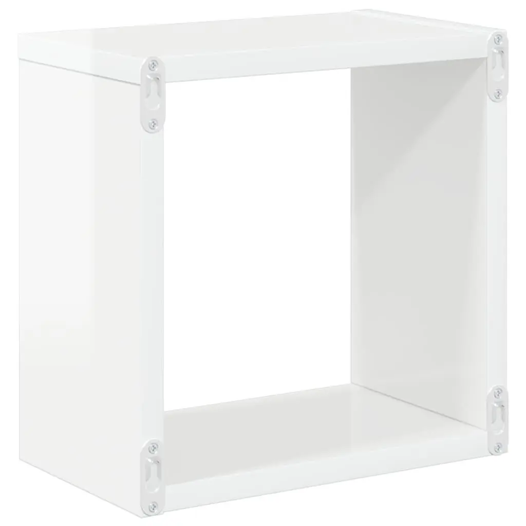 6 Piece Floating Cube Shelves Set for Wall Display Storage in White for Home Decor