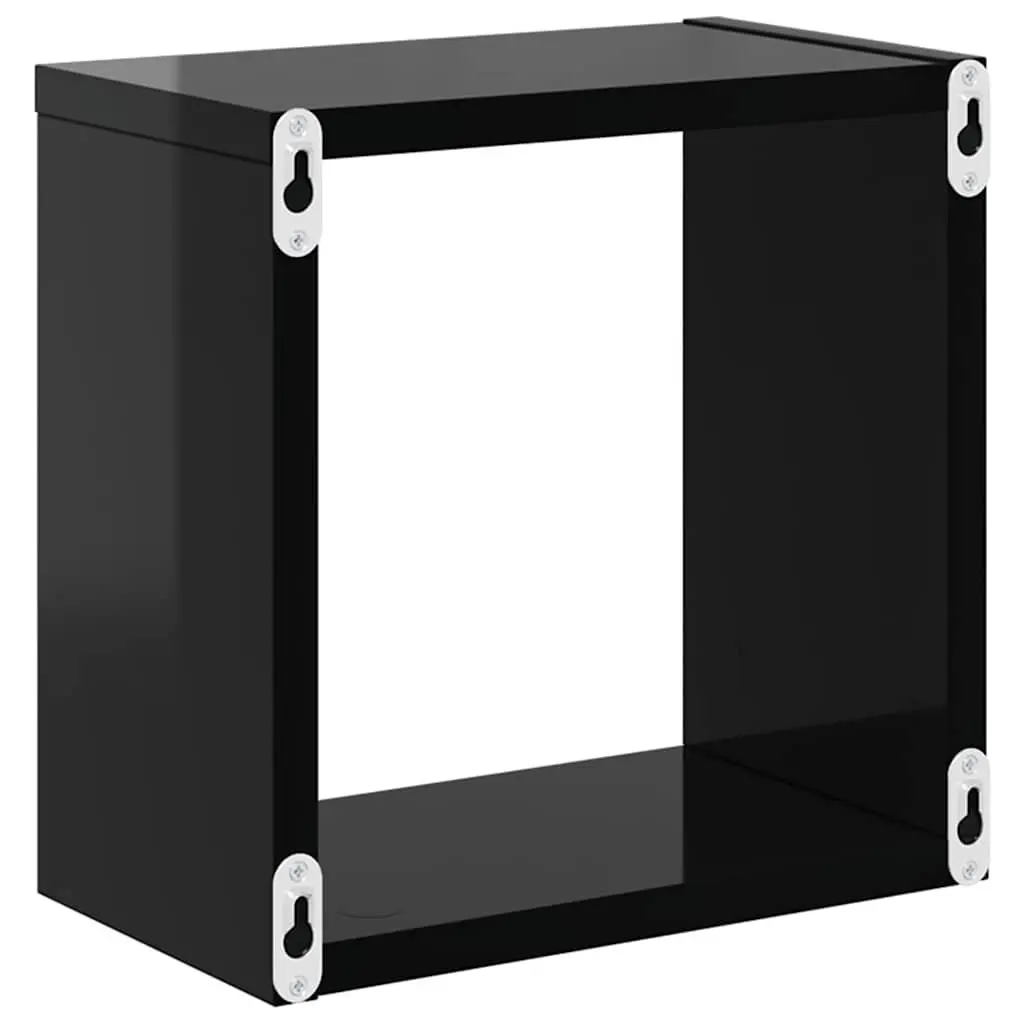 Wall Cube Shelves 2 Pcs Black Floating Display Storage Bedroom Living Room