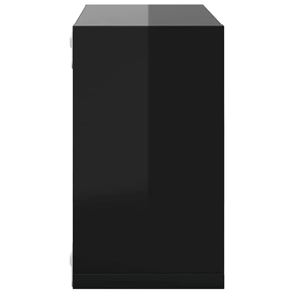 Wall Cube Shelves 2 Pcs Black Floating Display Storage Bedroom Living Room