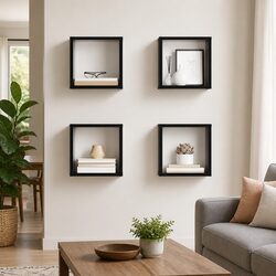 Specifications of Black Cube Shelves - 4 Floating Units
