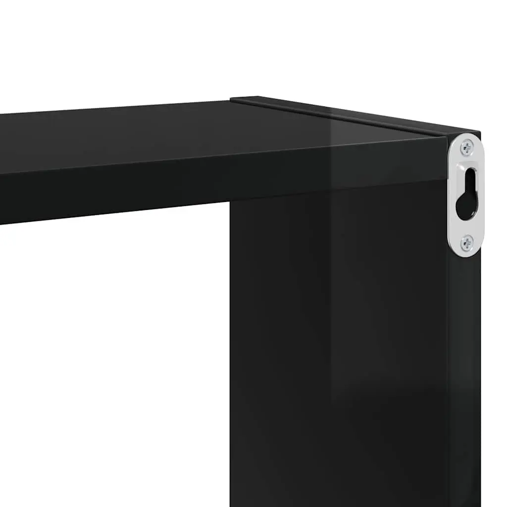 Wall Cube Shelves 4 Pieces Floating Storage Display Black Living Room Bedroom