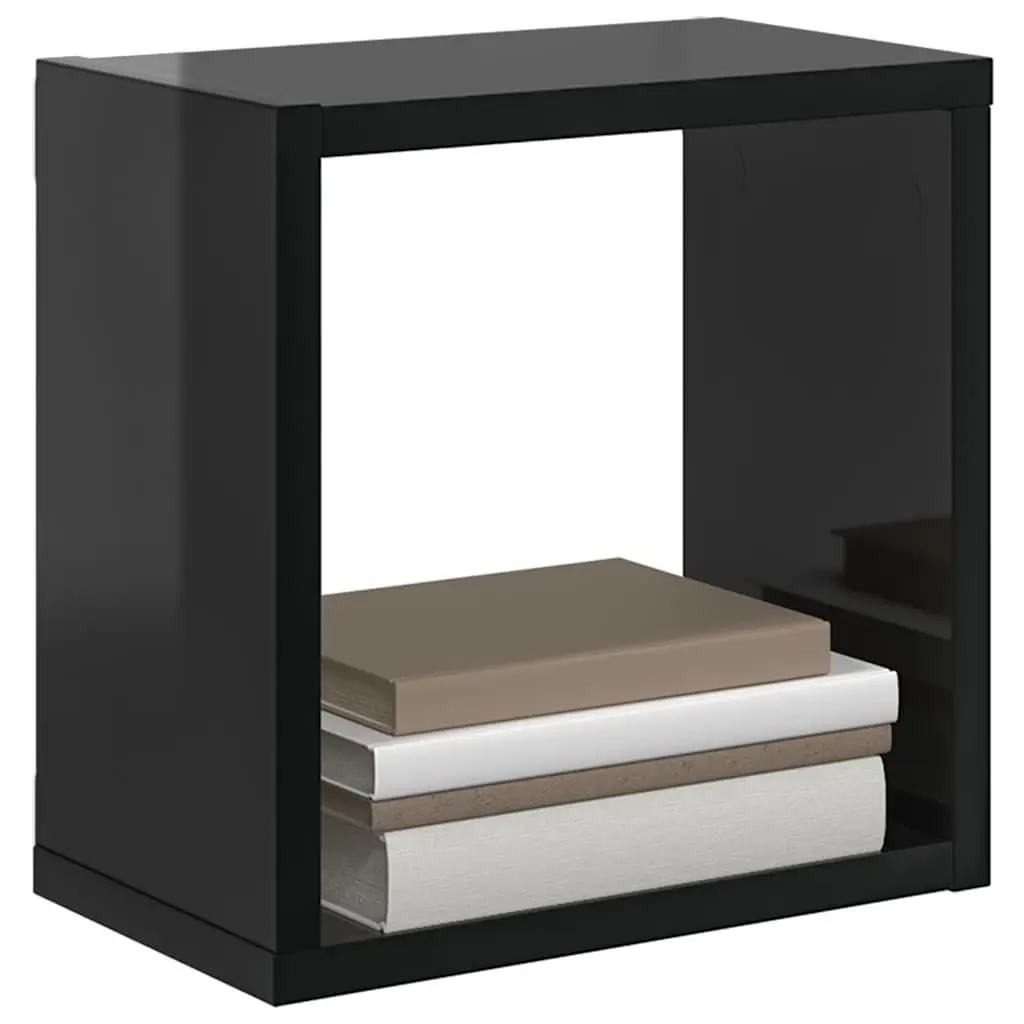 Wall Cube Shelves 4 Pieces Floating Storage Display Black Living Room Bedroom